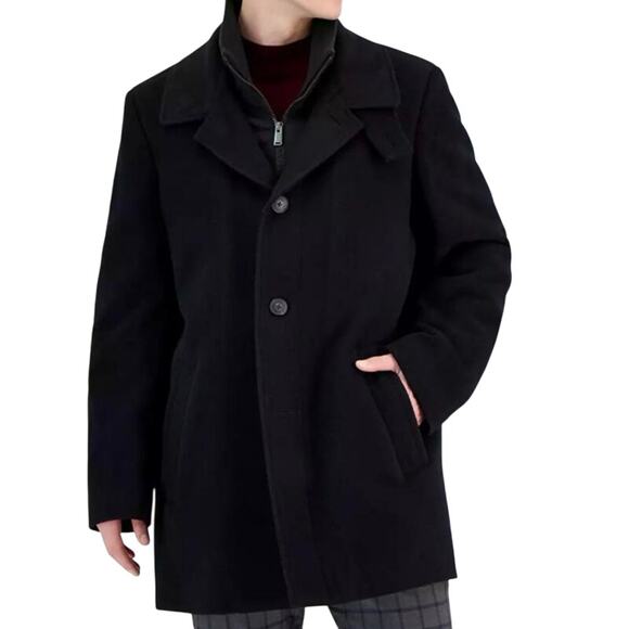 Calvin Klein Men's Classic Fit Black Wool Blend Over coat out of stock SzL NEW! - Picture 3 of 14